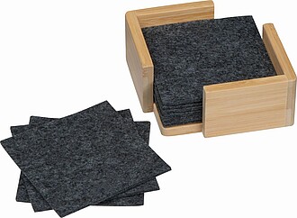 Sada 15 podtácků z RPET plsti ve stojánku