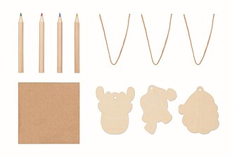 Sada 3 dřevěných ozdob k vybarvení