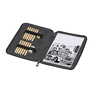 Sada na kreslení v plstěném pouzdře, šedá - reklamní pastelky