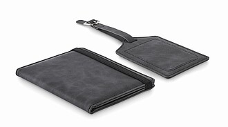 Sada obalu na pas a visačky na zav, tmavě šedá - reklamní předměty