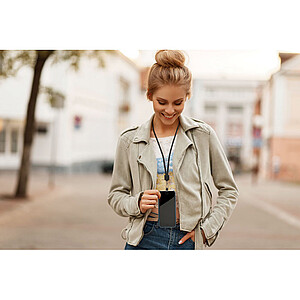 SAMEDIS Kulatá šňůrka na krk s držákem na telefon, černá