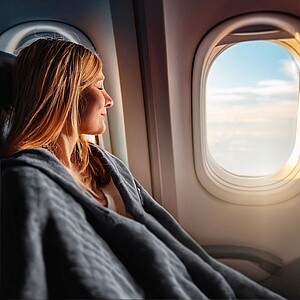 SCHWARZWOLF AMIATA Cestovní deka s karabinou, šedá