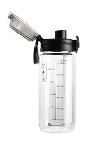 SCHWARZWOLF KARISIMBI Tritanová láhev na pití, objem 650 ml, transparentní/černé víčko