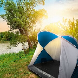 SCHWARZWOLF KERKINI Outdoorový přístřešek pro 2 osoby, modrošedá