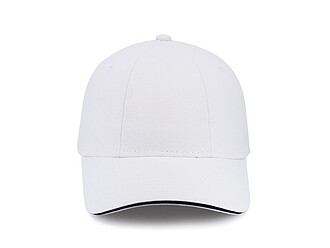 Šestipanelová čepice se sandwich kšiltem, bílá