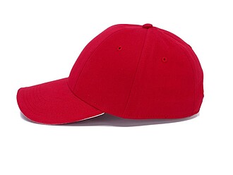 Šestipanelová čepice se sandwich kšiltem, červená