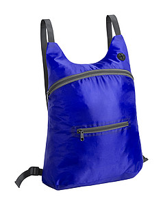 Skládací batoh s kapsami na zip, 210D polyester, modrý - batoh s potiskem