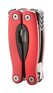 Skládací multitool, 12 funkcí, červená - reklamní předměty