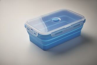 Skládací silikonová obědová krabič, světle modrá