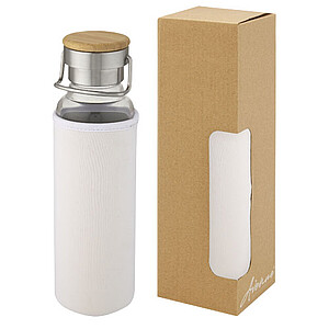 Skleněná láhev, 660 ml, s bílým neoprenovým obalem