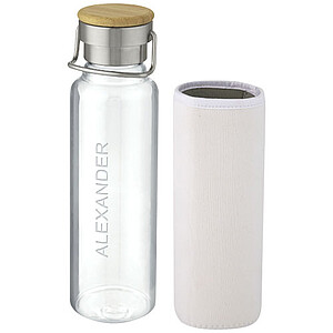 Skleněná láhev, 660 ml, s bílým neoprenovým obalem