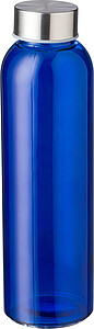 Skleněná láhev na pití 500ml s nerezovým víčkem, modrá