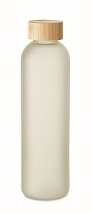 Skleněná láhev na pití s povrchem pro sublimaci, 650ml, bambusové víčko - reklamní předměty
