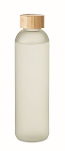 Skleněná láhev na pití s povrchem pro sublimaci, 650ml, bambusové víčko