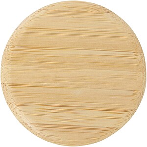 Skleněná láhev na vodu 500 ml se silikonovou rukojetí a bambusovým víčkem, středně oranžová