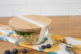 Skleněná salátová mísa, středně hnědá