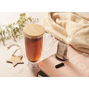 Skleněný hrnek s dvojitou 450ml, transparentní