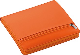 Sloha A5 na zip s blokem a místem pro tablet, oranžová - reklamní desky