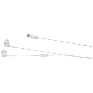 Sluchátka přes hlavu s kabelem typu C s úložným boxem z recyklovaného plastu, bílá