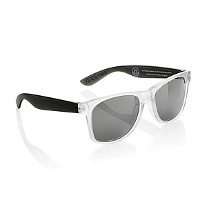 Sluneční brýle Gleam z RCS recyklovaného PC se zrcadlovými sklíčky, černá/bílá - sluneční brýle s vlastním potiskem