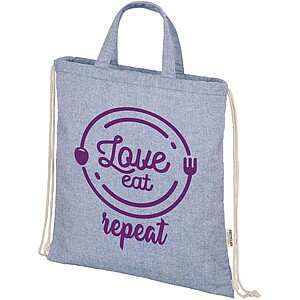 Stahovací batoh s uchy, z recyklované bavlny a polyesteru, modrá