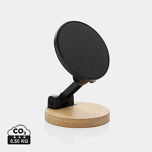 Stojan na telefon z recyklovaného plastu a bambusu, černá - reklamní předměty