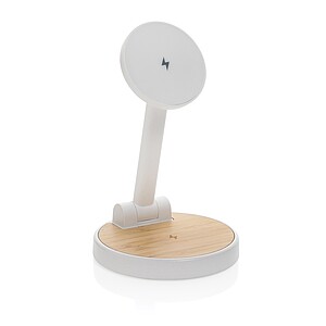 Stojánek Ontario s magnetickou bezdrátovou nabíječkou 2v1, bílá - reklamní předměty