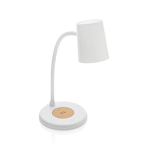 Stolní lampa Zenara s 15W bezdr. nabíjením z RCS plastu, bílá - reklamní předměty