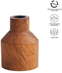 Stolní svícen z teakového dřeva, hnědá