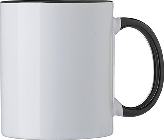 SUPREME Keramický hrnek k sublimaci, 300 ml, bílý s černým vnitřkem a uchem - reklamní hrnky