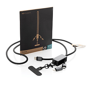 Telefonní kabel 60W z RCS recyklovaného PET, šedá