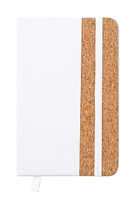 TEPELIN Blok A6 deskami z imitace kůže a korku, 80 listů, bílá - reklamní zápisník