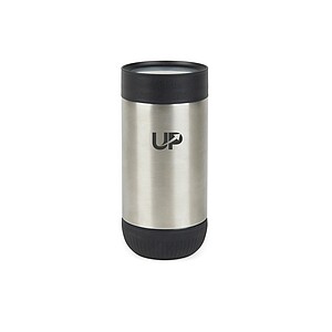 Termohrnek s push zavíráním z RCS recyklované nerezové oceli 350ml, stříbrná/černá