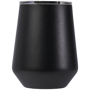 Termohrnek z nerezu s plastovým víčkem, 350ml, černý