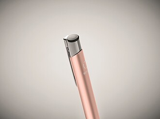 Tlačítkové kuličkové pero z recyklovaného hliníku, modrá náplň, světlá růžová