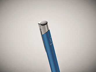 Tlačítkové kuličkové pero z recyklovaného hliníku, modrá náplň, tyrkysová