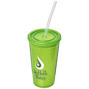 Transparentní dvouvrstvý kelímek, 350ml, světle zelený