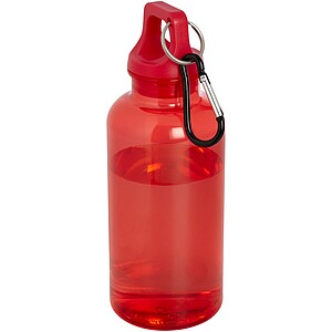 Transparentní láhev na pití s karabinou, 400ml, červená