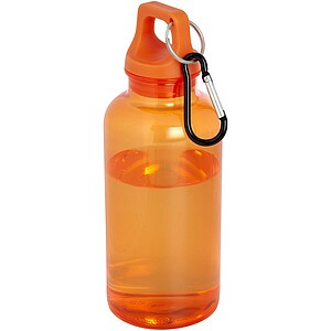 Transparentní láhev na pití s karabinou, 400ml, oranžová - reklamní předměty