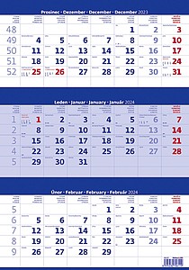 Tříměsíční kalendář modrý 2026 - reklamní kalendáře