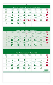 Tříměsíční kalendář zelený 2026 - reklamní kalendáře