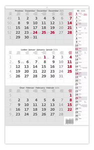 Tříměsíční šedý kalendář s poznámkami 2026 - reklamní kalendáře