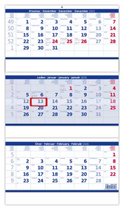 Tříměsíční skládaný kalendář modrý 2026 - reklamní kalendáře