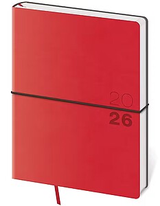 Týdenní diář B6 FLEXIO S GUMIČKOU, červená 2026