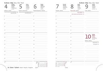 Týdenní diář B6 FLEXIO S GUMIČKOU, červená 2026