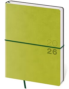 Týdenní diář B6 FLEXIO S GUMIČKOU, zelená 2026 - diář s vlastním potiskem