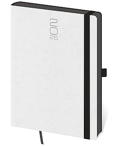 Týdenní diář Memory A5 bílý s gumičkou