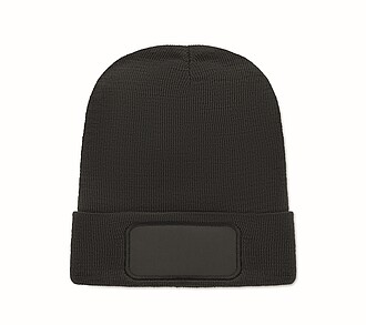 Unisex čepice z RPET, černá - zimní čepice s vlastním potiskem