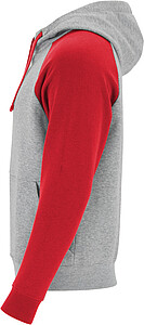 Unisex dvoubarevná mikina ROLY BADET, šedá/červená, XS