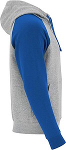 Unisex dvoubarevná mikina ROLY BADET, šedá/královská modrá XS
